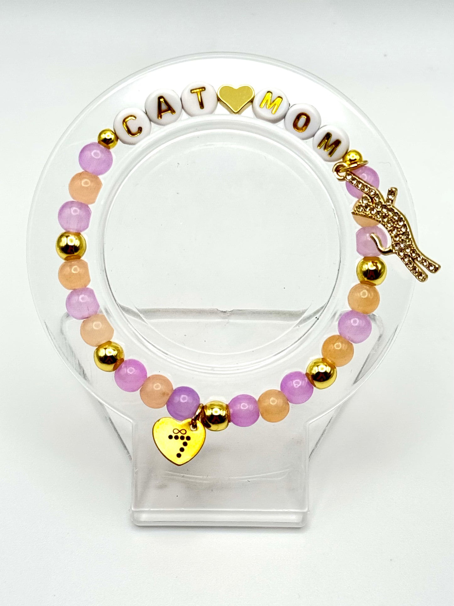 Golden Cat Charm Mom Bracelet