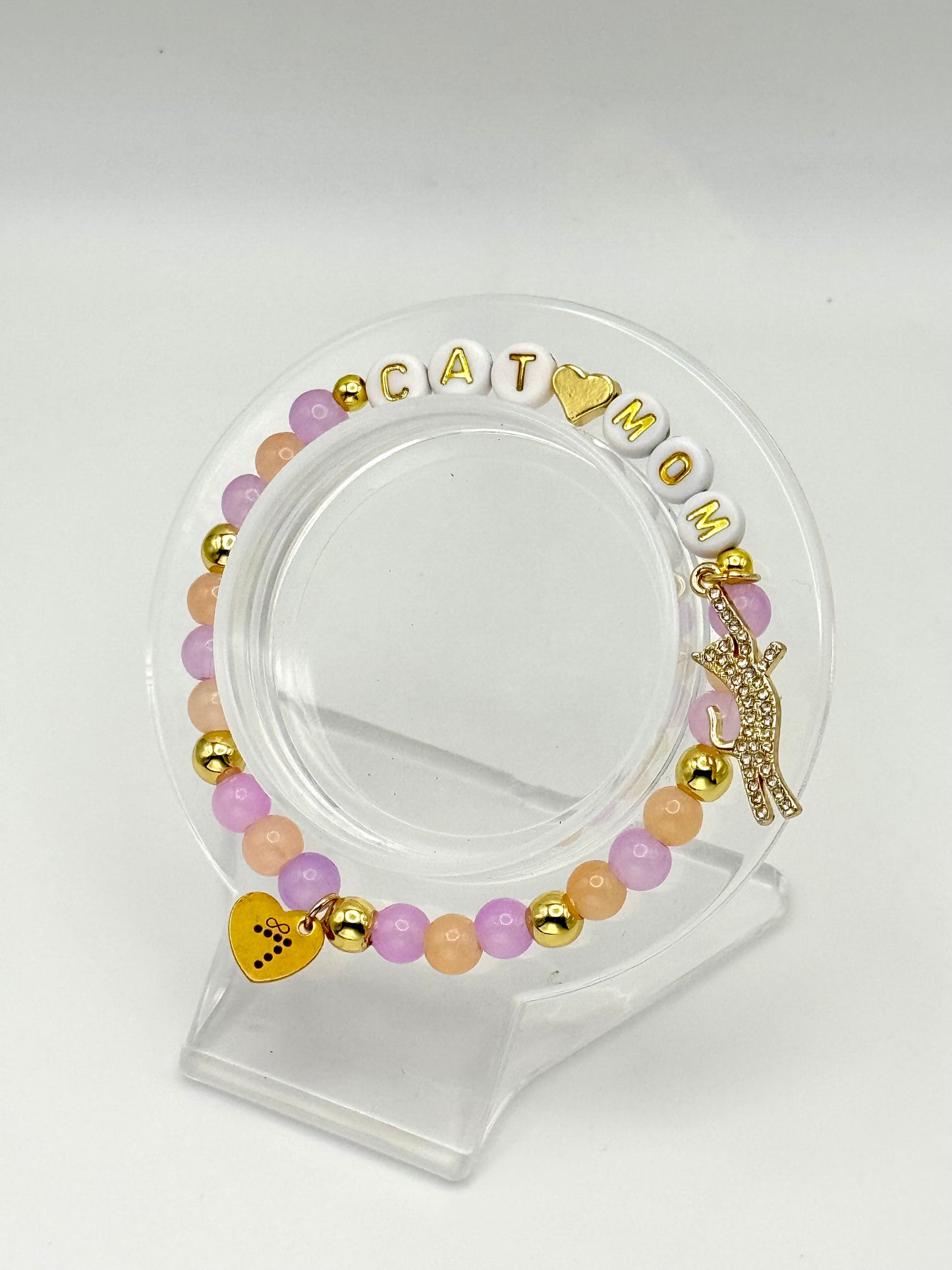 Golden Cat Charm Mom Bracelet