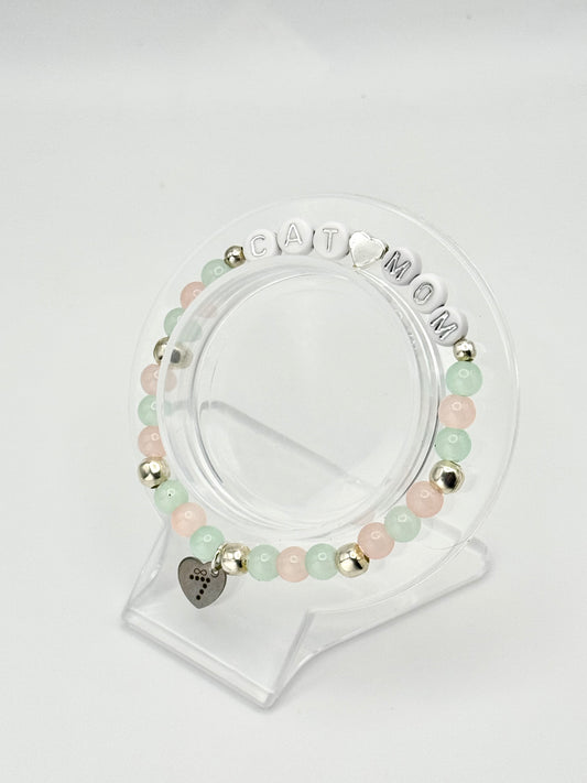 Cat Mom Silver Bracelet