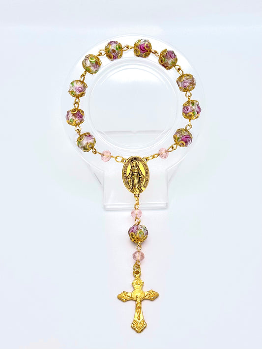 Blossom Devotion Mini Rosary – Floral Pocket Decade Rosary