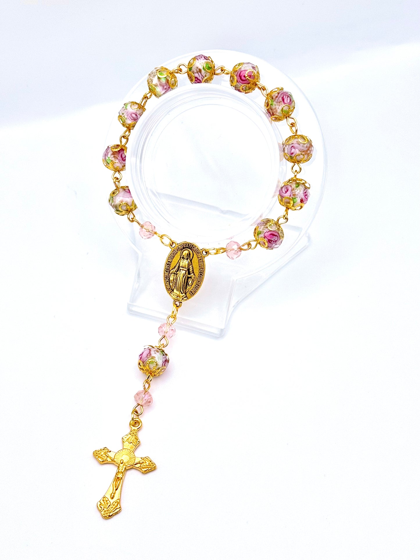 Rose Garden Prayer Mini Rosary – Floral Decade Pocket Rosary