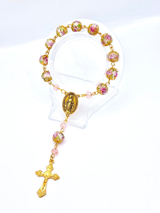 Rose Garden Prayer Mini Rosary – Floral Decade Pocket Rosary
