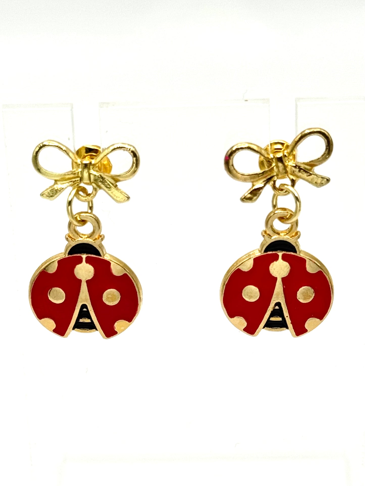 🐞 Lucky Ladybug Bow Earrings