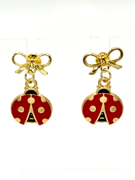 🐞 Lucky Ladybug Bow Earrings