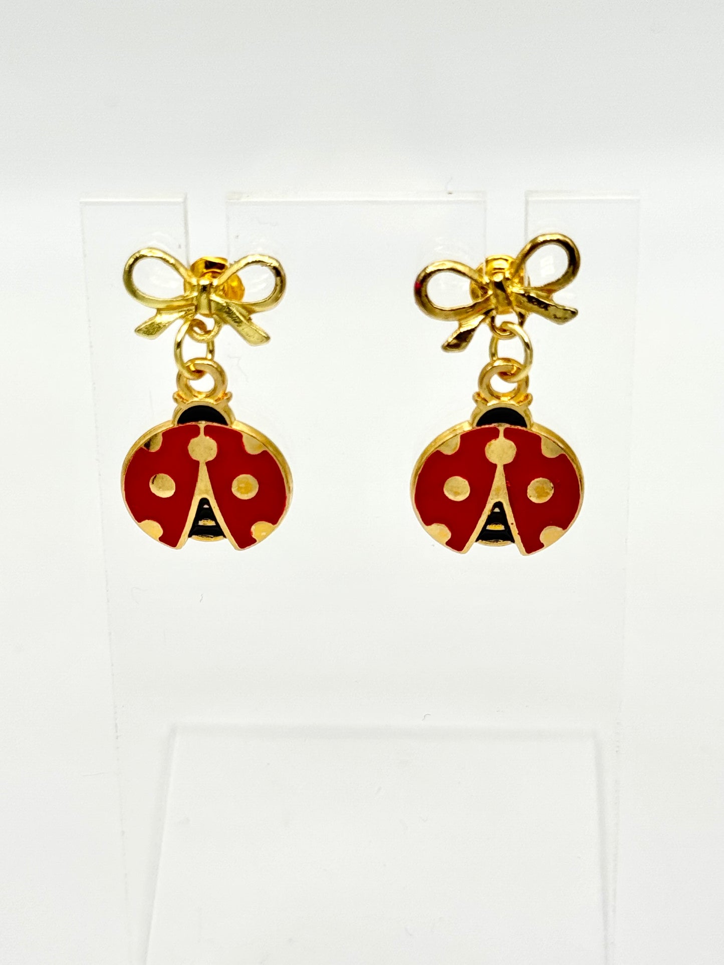 🐞 Lucky Ladybug Bow Earrings