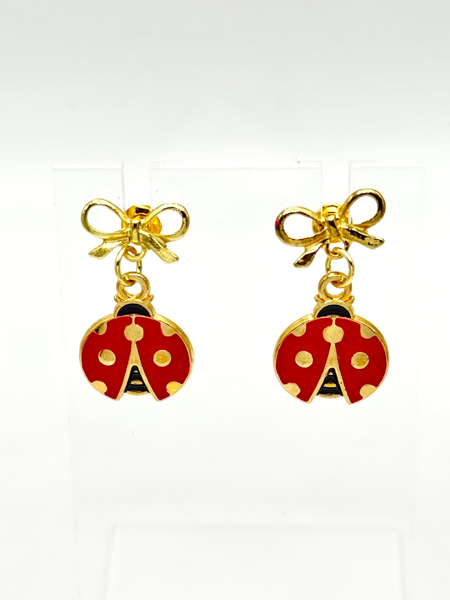 🐞 Lucky Ladybug Bow Earrings