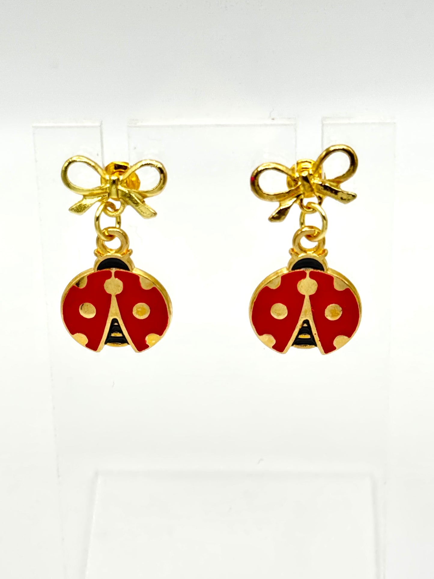 🐞 Lucky Ladybug Bow Earrings