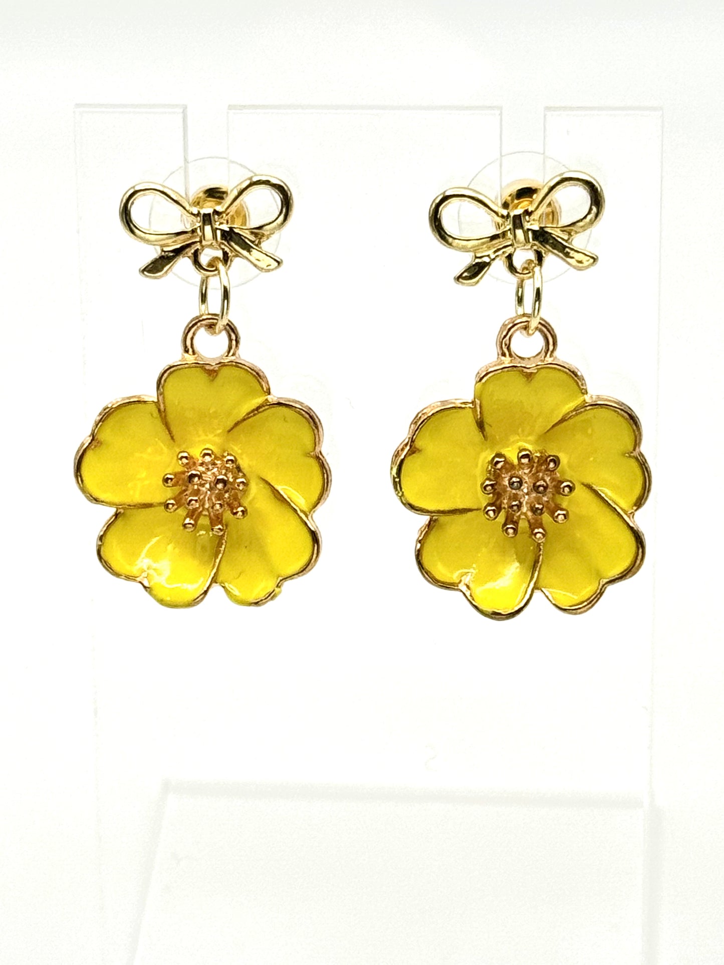 🌞 Golden Poppy Bow Earrings