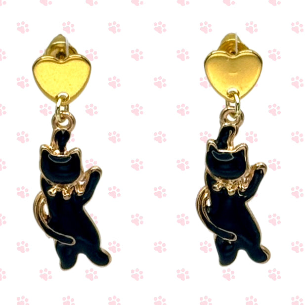 Bow-tiful Black Cat Earrings