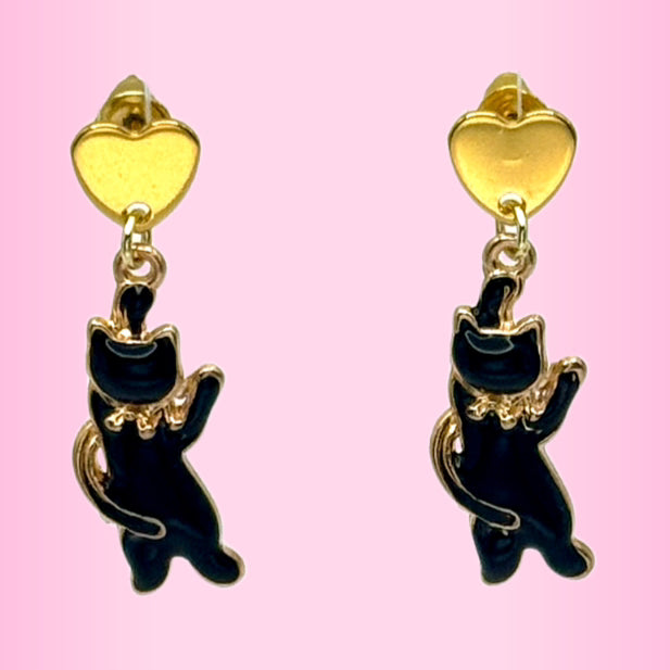 Bow-tiful Black Cat Earrings