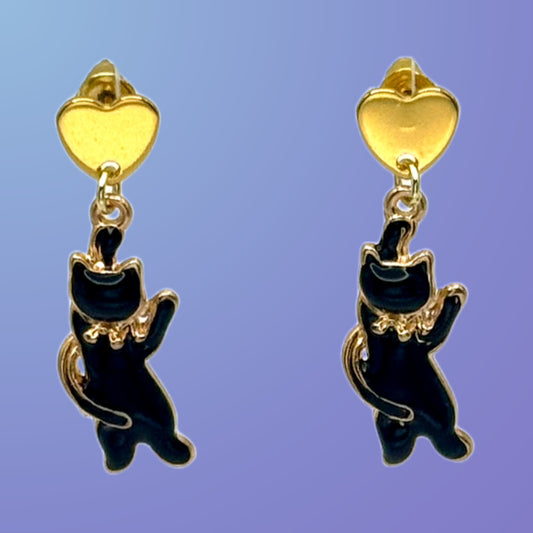 Bow-tiful Black Cat Earrings